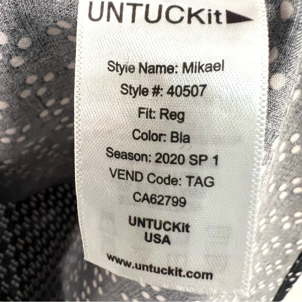 Untuckit Mikael Black Print Cotton Blend Long Sleeve Casual Shirt Dress Women 8 - Picture 10 of 11
